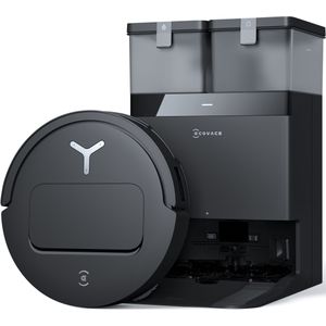 ECOVACS Deebot T50 Omni Robotstofzuiger, ultradun, 81 mm, 15.000 Pa, Zerotangle 2.0, Aivi 3D 2.0, Omni All-in-One Station, warme luchtdroging, automatische lediging, zwart