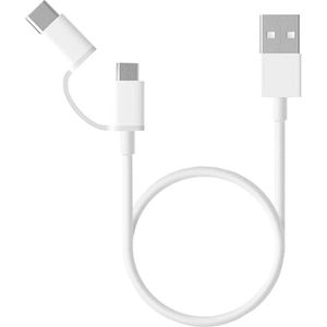 Xiaomi Micro-USB en USB-kabel type C naar USB 2 in 1-30 cm wit