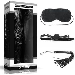 Lovetoy Bondage Kit Deluxe - BDSM - Set van Flogger, Masker en Gagball - Zwart