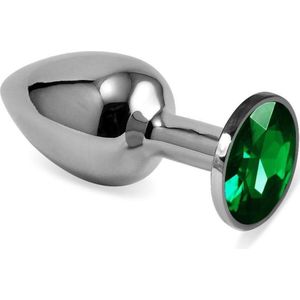 LOVETOY - Butt Plug Silver Rosebud Classic With Green Jewel Size S