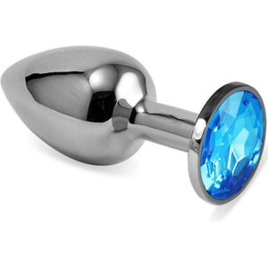 LOVETOY - Butt Plug Silver Rosebud Classic With Blue Jewel Size S
