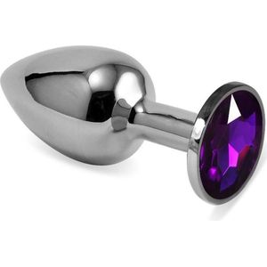 Butt Plug Silver Rosebud Classic with Purple Jewel Size S