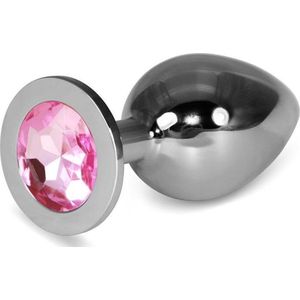 LOVETOY - Metal Butt Plug Rosebud Classic With Pink Jewel Size L