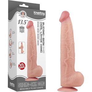 Lovetoy - Dildo - Sliding Skin Dildo - Lengte 34 cm - Lichte Huidskleur