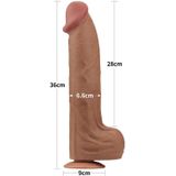 Lovetoy - Dildo - Sliding Skin Dildo - Lengte 36 cm - Bruin