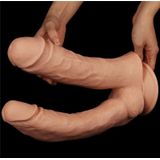 Lovetoy Realistische XXL Dubbele Penetratie Dildo 30 cm - lichte huidskleur