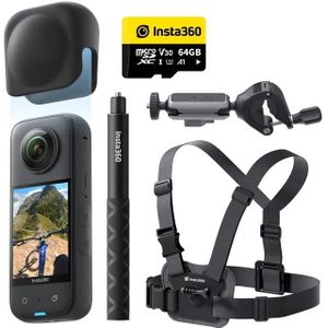 Insta360 X3 Fiets Combo - X3 camera - Fiets accessoire - 64GB geheugenkaart - Selfiestick