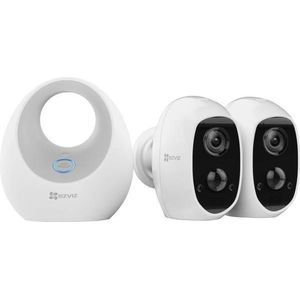 EZVIZ C3A 2pack - Draadloze IP-beveiligingscamera's met Basisstation -  Full-HD - Voor binnen en buiten - Wit