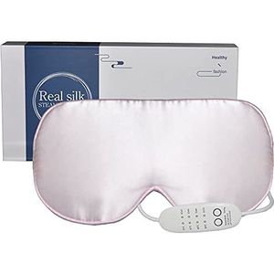 PJYU Verwarmd oogmasker voor droge ogen, zijden oogmasker, drukverlichting, warm oogkompres, geweldig voor gezwollen ogen, stye en behandeling van blefaritis (roze)