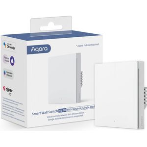Aqara Smart Wall Switch H1 (with neutral, single rocker) - Zigbee 3.0 - enkele schakelaar - één knop - met Nuldraad