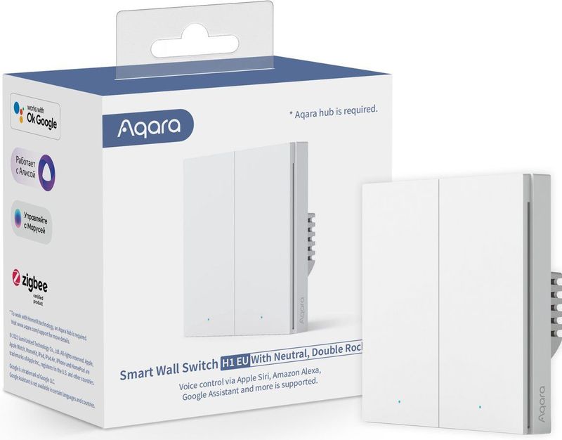 Aqara Smart Wall Switch H1 - Met nul draad, dubbele drukker - Zigbee - EU versie