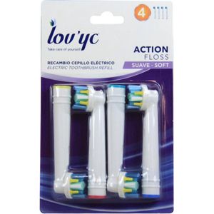 Lov'yc Action Floss Tandenborstelkoppen naar Elektrisch Tandenborstel - 4 STUKS