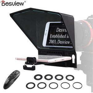 Desview T3 Teleprompter met afstandsbediening voor tablet smartphone, adapterringen voor DSLR-camera's, groothoeklens, compatibel met iPad/Android