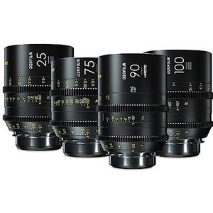 Dzofilm Vespid Prime 4-Lens Kit (25/75/100 T2.1 + Macro 90 T2.8) metric (PL, C-mount, Volledig formaat), Objectief, Zwart