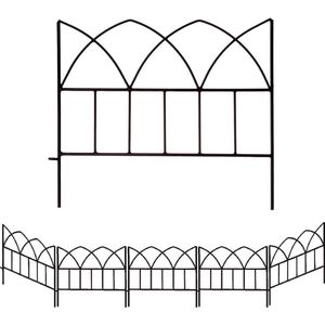 5 Pack Decoratieve Hekpanelen 45X40X0.5cm Roestvrije Hondenomheining voor Buiten Opvouwbare Landschap Patio Hekken Bloemenbed Dier Hondenbarrière (Zwart A)