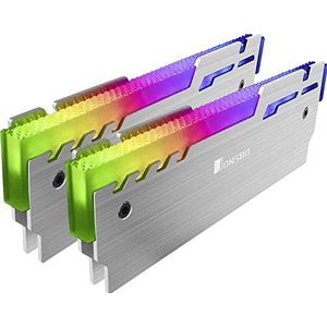 Jonsbo ARGB RAM Radiatoren - Vernieuw de stijl van uw computer in 16 miljoen kleuren - PC koellichaam - Overclocking Mod DDR DDR 2 DDR3 DDR4 - Grijs met RGB - Set van 2 NC-3