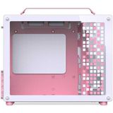 Jonsplus - MATX Handgreepkoffer - PC-behuizing - Wit - Roze - Transparant