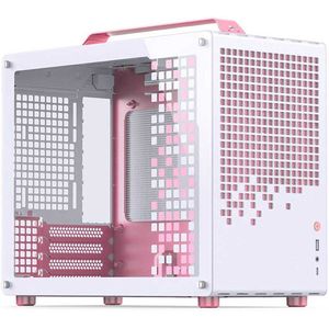 Jonsplus - MATX Handgreepkoffer - PC-behuizing - Wit - Roze - Transparant