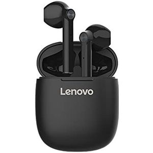 Lenovo HT30 – Bluetooth-hoofdtelefoon 5, draadloos, stereo, in-ear hoofdtelefoon met touch-bediening, geïntegreerde microfoon, compacte oplaadbox, zwart