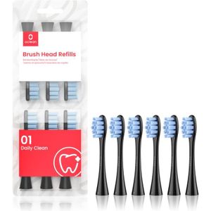 Oclean Set van 6 standaard vervangende tandenborstelkoppen compatibel met alle Oclean elektrische handgrepen, FDA-goedgekeurd, zwart