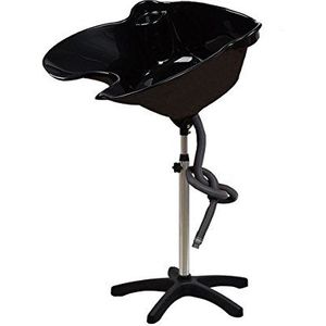 Blitzzauber 24 - Haarwasbak - Zwart - Achterwaartse Wastafel - In Hoogte Verstelbaar - Vrijstaand