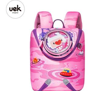 Uek kids- one-piece style backpack S- rugzak met charm sleutelhanger en stickers-meisjes-pink