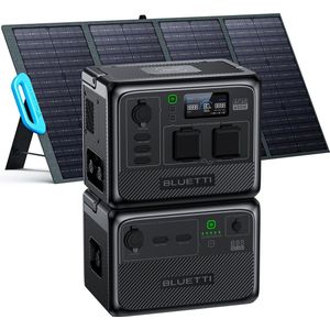 BLUETTI AC60+B80+PV120 1209Wh Zonnegenerator met 200W Zonnepaneel Inbegrepen, 2 600W (1200W Surge) AC Uitgangen, LiFePO4 Batterijpack voor Kamperen, Stroomuitval