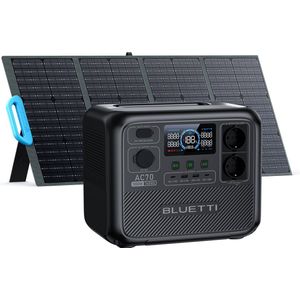 BLUETTI AC70 - Draagbaar Elektrisch Station - 768Wh - 1000W Zonnepaneel - 2000W Hefvermogen - 2 Stopcontacten