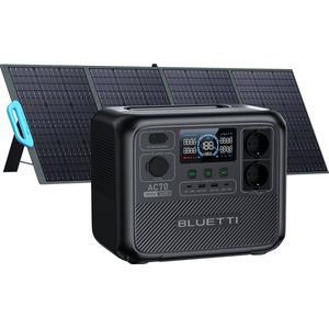 BLUETTI AC70+PV200-Draagbare Powerstation-Powerbank 768Wh LiFePO4 zonnegenerator met 2 1000W AC uitgangen voor reizen, kamperen