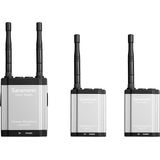 Saramonic Vlink2 Kit2 met 2 draadloze lavalier microfoons set voor interviews met talkback functie