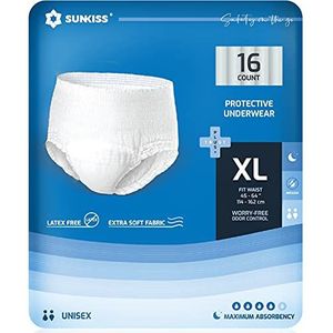 SUNKISS TrustPlus Incontinentie Broek voor Mannen en Vrouwen, Volwassen Pull Up Luierbroek voor Sterke Blaaszwak, Beschermende Ondergoed, Unisex, Maat XL Nachts, 64 Stuks