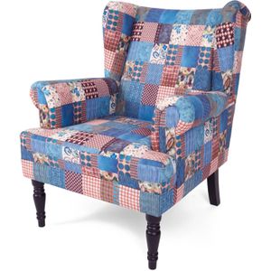 Oorfauteuil met patchworkprint