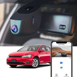 FITCAMX Dash Cam Compatibel met 2016-2021 Volkswagen Golf TSI S SE Autobahn (MK7, chassis 7.5), 4K autorecorder, VW OEM-accessoires, parkeermodus, eenvoudig te installeren, zwart met 64GB-kaart