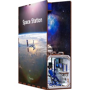 Tonecheer Book Nook: Space Station | Houten 3D-puzzel | Verlicht | Sensor | DIY-miniatuurhuis | TQ124