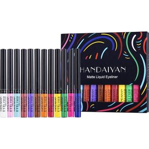 Handaiyan Liquid Eyeliner – 12 Verschillende kleuren - Make Up – Set - Kleur - Cadeau - Kleuren - Waterproof & Langhoudend