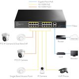 Cudy 16-poorts PoE+ Switch - 2 GbE - 1 SFP - 200W PoE