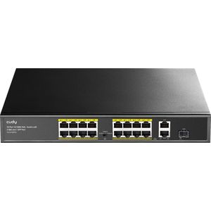 Cudy 16-poorts PoE+ Switch - 2 GbE - 1 SFP - 200W PoE