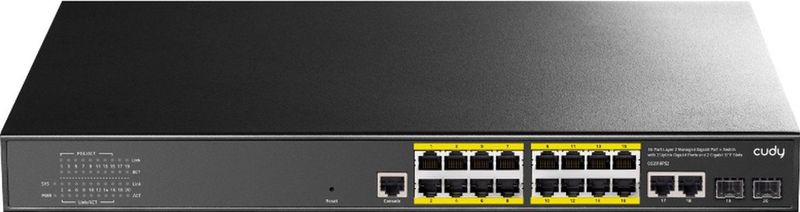 Cudy - GS2018PS2-200W - Netwerkschakelaar - Zwart - 16-poorts PoE - 200W