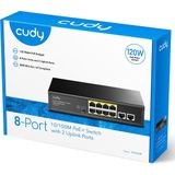 Cudy PoE+ Switch - 8 Poorten - 2 Uplink - 120W