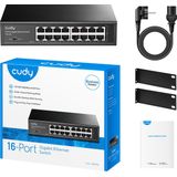 Cudy GS1016 - 16 Poort Gigabit Switch - Metalen Switch - Zwart