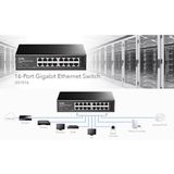 Cudy GS1016 - 16 Poort Gigabit Switch - Metalen Switch - Zwart