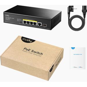 Cudy - GS1005PTS1 - Netwerkschakelaar - Zwart - 5 Poorten - Gigabit