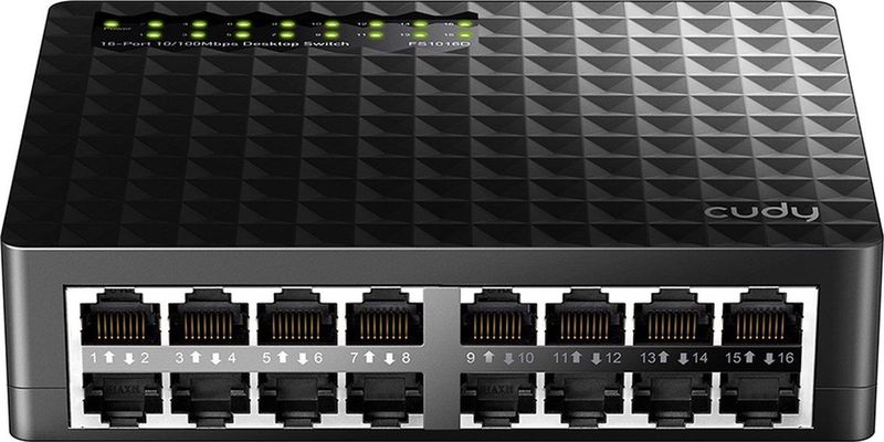 Cudy - FS1016D - Switch - Zwart - LED-indicator - RJ45