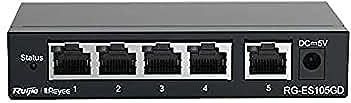 Ruijie - 5-poorts Gigabit Switch - Stalen Behuizing - 5 RJ45 Poorten