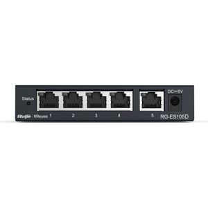 Ruijie Networks RG-ES105D - onbeheerde switch 5 poorten 100mbps zwart (5 ports), Netwerkschakelaar, Zwart