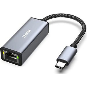 USB C naar Ethernet-adapter, BENFEI Type-C (Thunderbolt 3) naar RJ45 Gigabit 1000 Mbps Ethernet-adapter compatibel voor MacBook Pro 2019/2018/2017, MacBook Air en meer [Aluminium omhulsel en nylon kabel]