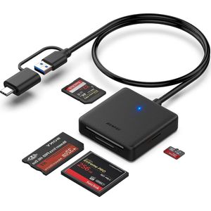 Benfei - SD Kaart Lezer - USB-A 3.0/USB-C - Geheugenkaart Lezer voor MS, CF, SD & Micro SD