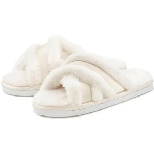 Vivance Pantoffels Pantoffel, Pluche Pantoffels met kruisbandage, pantoffel, slipper, mule, open schoen vegan