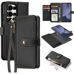 Samsung Galaxy S25 Ultra Dux Ducis Lawa Leren Portemonnee Hoesje met magneet - Zwart