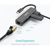 Choetech USB-C Hub met 3x USB3.0 Poorten en RJ45 Gigabit Ethernet Poort